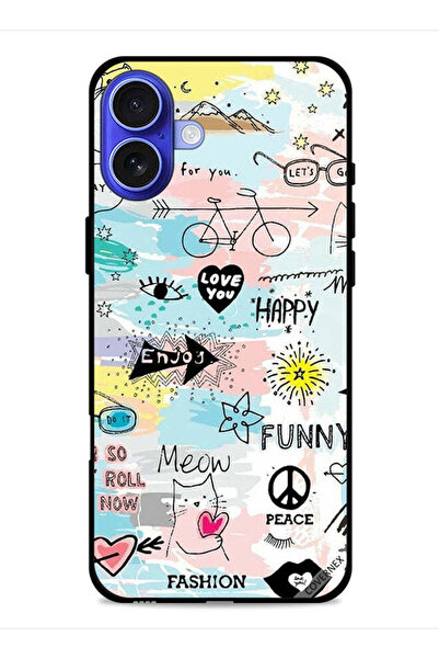Covernex غطاء حماية لجهاز Apple iPhone 16 Plus بتصميم Doodle Meow Enjoy
