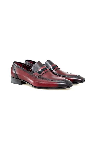 FRANCO CALVANI Bordo Color Laceless Genuine Leather Men's Shoes