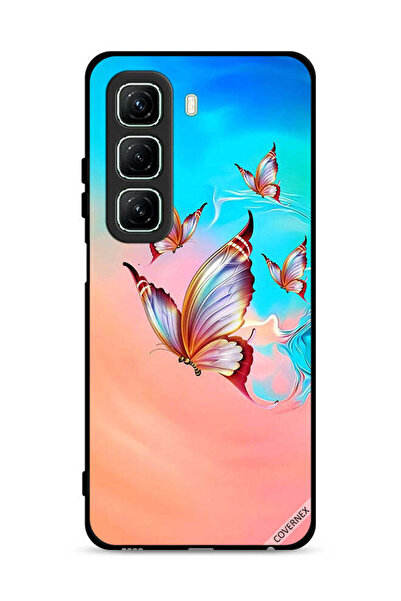 Covernex غطاء حماية لهاتف Infinix Hot 50 5G بطبعة فراشات تحلق فوق لون الطلاء