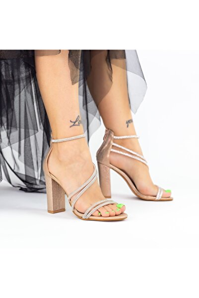 mei Sandale Dama cu Toc gros 2BD18 Champagne |