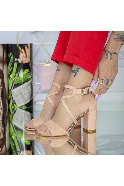 mei Sandale Dama cu Toc gros XDR276 Nude |
