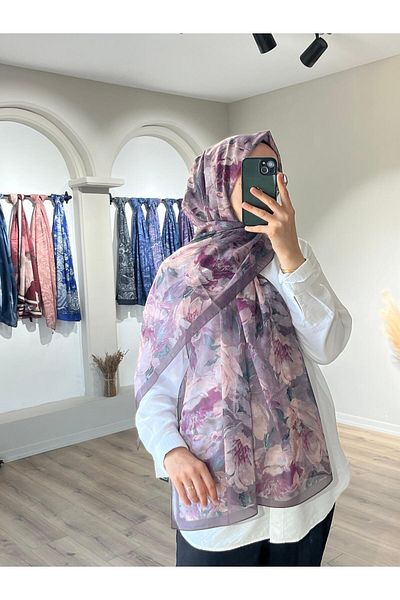 Merwiss Aura Silk Crepe Shawl - Fig