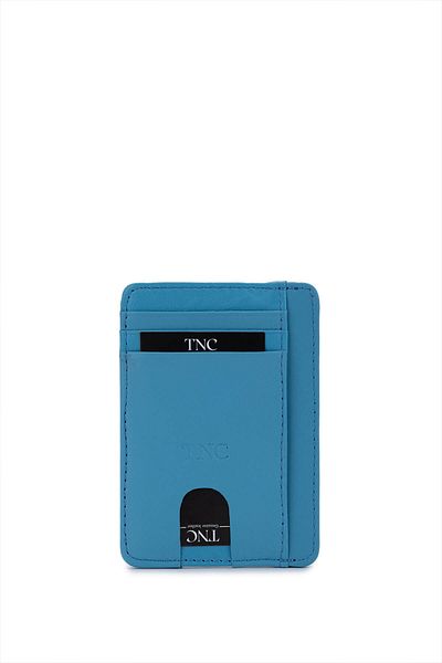 Tamer Tanca Unisex Genuine Leather Blue Card Holder