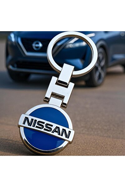 PERLOTUS سلسلة مفاتيح سيارة معدنية من الكروم مع شعار نيسان هدية أنيقة