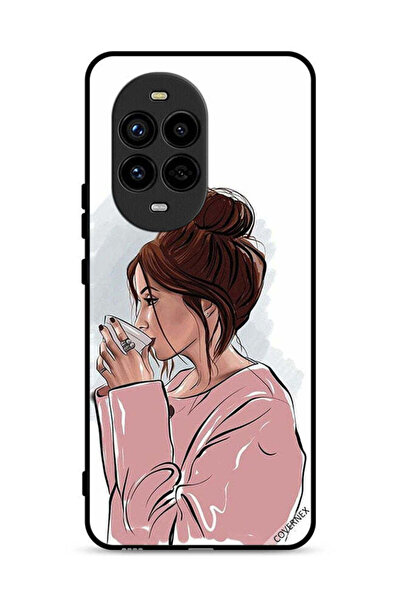 Covernex غطاء حماية لهاتف هواوي نوفا 13 برو 5G، رسم فتاة تشرب الشاي