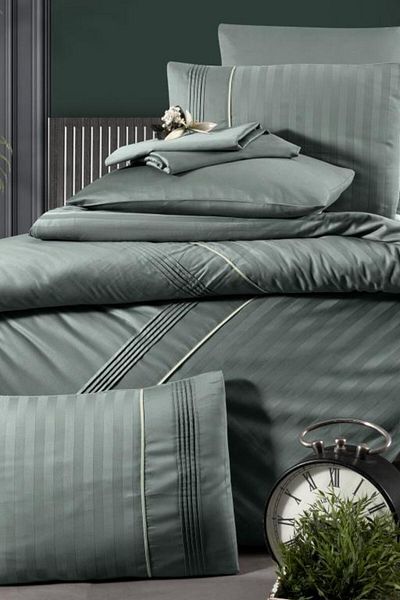 First Choice Luxury cotton satin bed linen 6 pieces, First Choice, Moda life, green