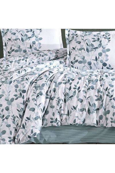 Pucioasa Double bed linen made of 100% cotton ranforce, green leaves, Putto