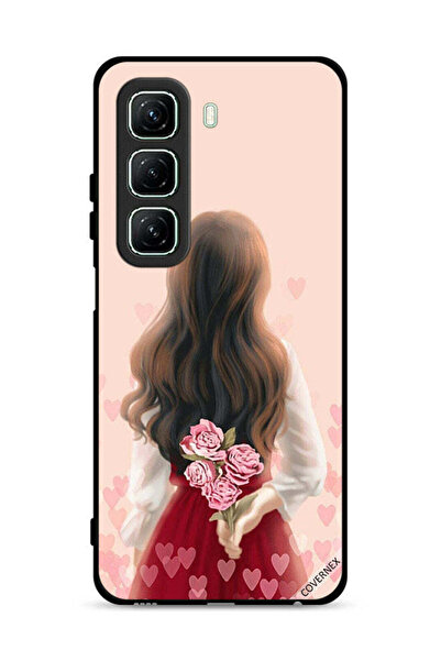 Covernex غطاء حماية لهاتف Infinix Hot 50 5G بطبعة فتاة تخفي أزهارًا