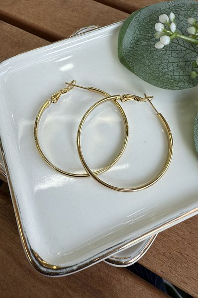 My Joyas Design Steel Hoop Earring Gold (Diameter:4Cm)