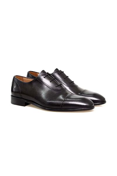 FRANCO CALVANI Gray Color Lace-Up Genuine Leather Men's Shoes