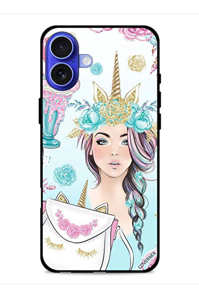 Covernex غطاء حماية لجهاز Apple iPhone 16 Plus بتصميم رموش على الحقيبة وفتاة ...