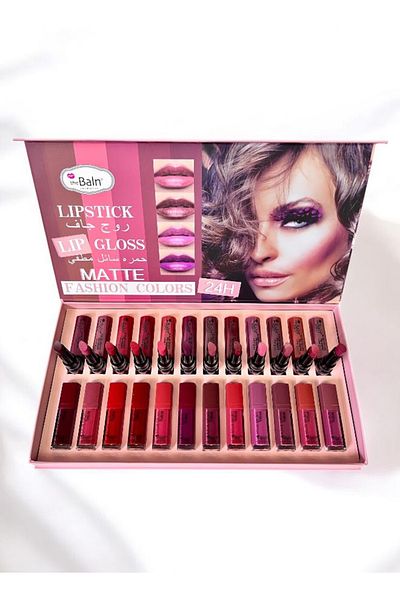 the Baln 24-color permanent lipstick set (12 liquid + 12 cream)