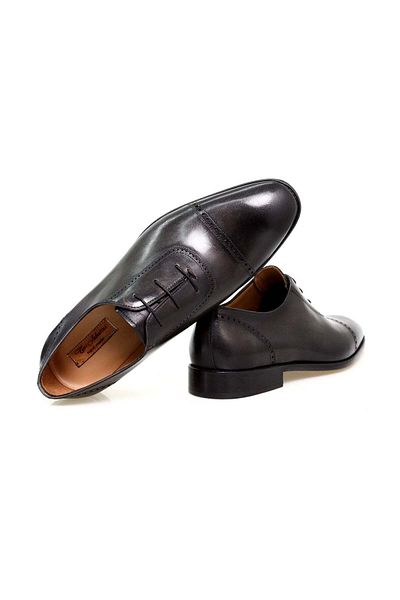 FRANCO CALVANI Gray Color Lace-Up Genuine Leather Men's Shoes