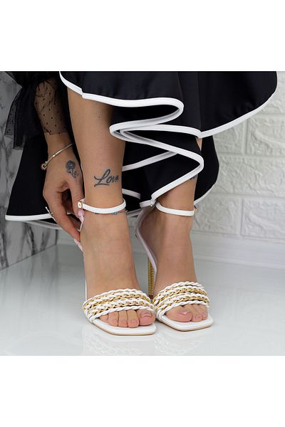 Botinelli Women's Sandals with Thin Heel VK118 White