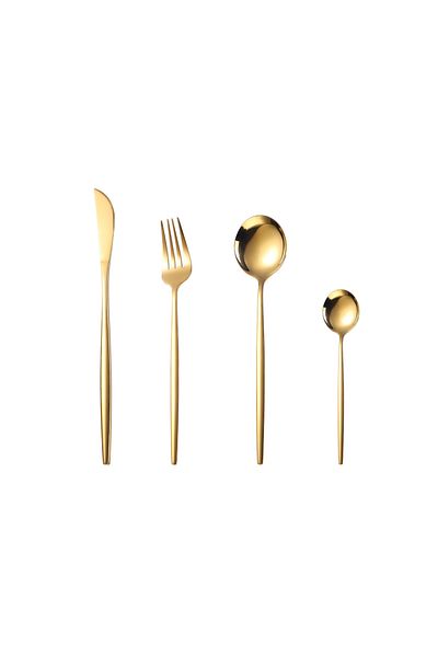 Trendy's Cutlery set, for 6 people, 24 pieces with stand, TRENDY'S, gold