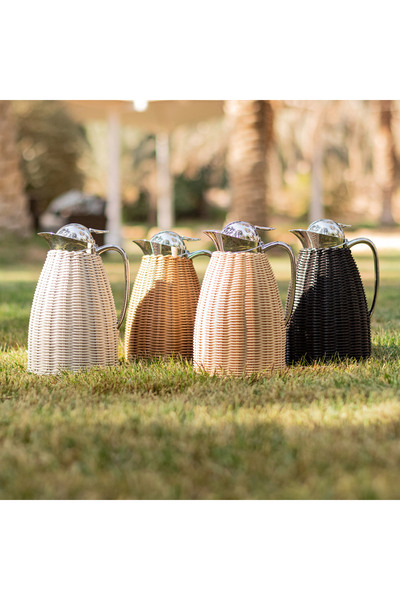 Dallaty Stainless Steel Vacuum Flask Rattan With Design Of Bamboo Grey 1L