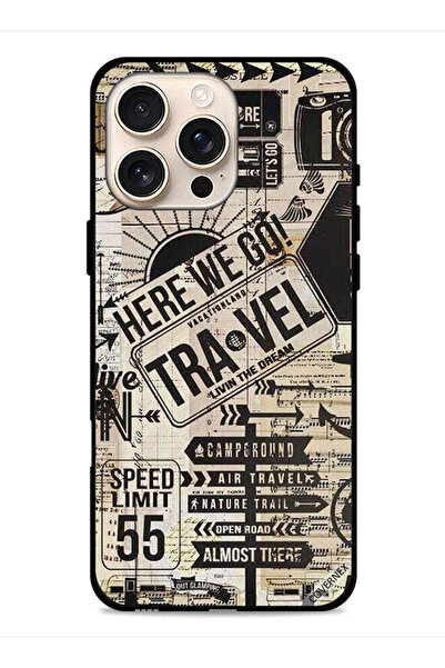 Covernex غطاء حماية لجهاز Apple iPhone 16 Pro مطبوع عليه عبارة Here We Go Travel