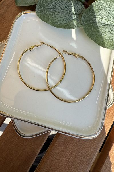 My Joyas Design Steel Hoop Earring Gold (Diameter:4Cm)