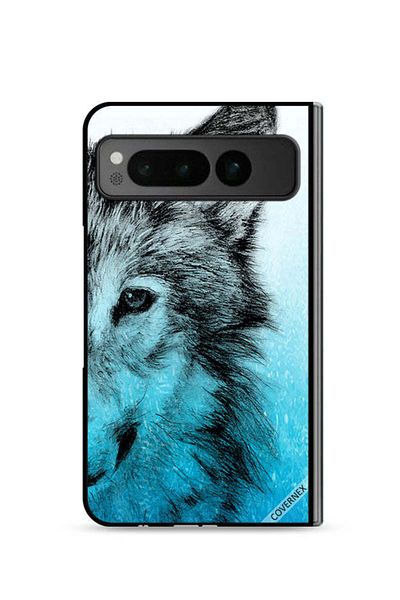 Covernex Google Pixel Fold 5G Protective Case Cover Half Wolf Face