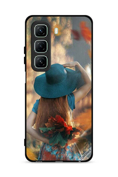 Covernex غطاء حماية لهاتف Infinix Hot 50 5G بطبعة فتاة قبعة تخفي أوراق الحب