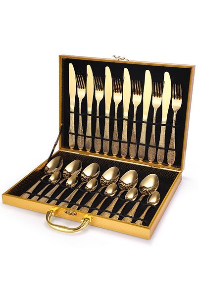 Trendy's 24-piece stainless steel cutlery set, TRENDY'S, gold