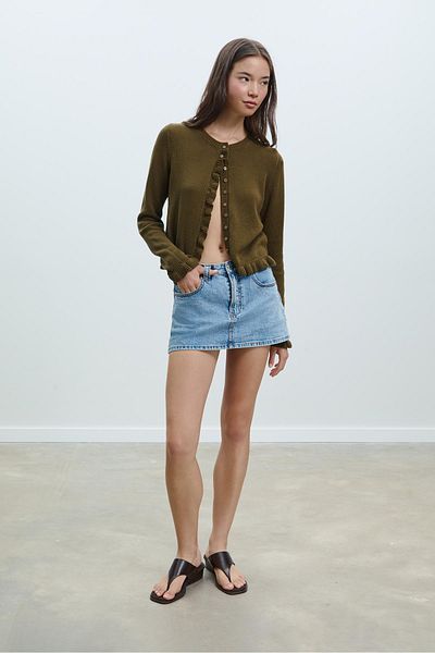Stradivarius Knit cardigan with buttons and ruffles