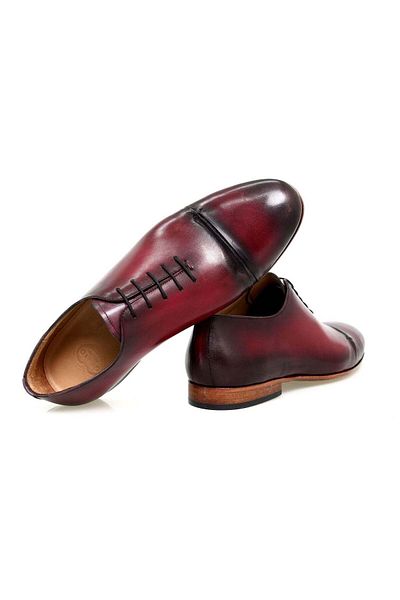 FRANCO CALVANI Bordo Color Lace-Up Genuine Leather Men's Shoes
