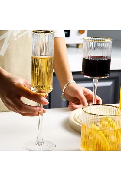 LUXXO Set 6 Champagne Glasses, Dune, 250ml
