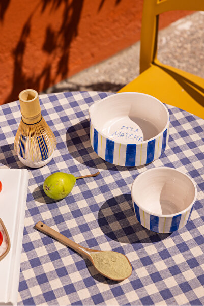 Petra Seramik Çizgili Seramik Matcha Seti