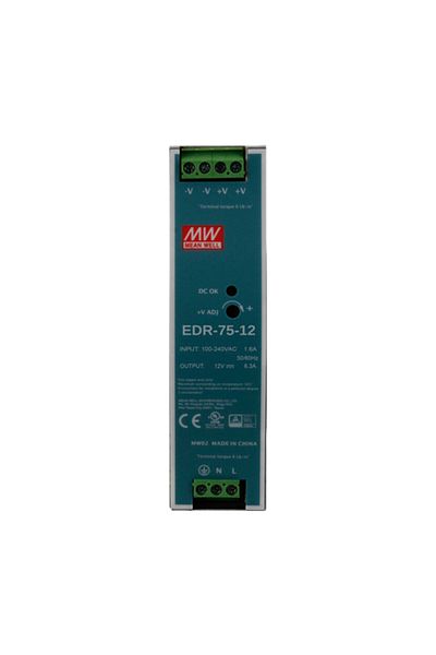 Meanwell Sursă de alimentare în comutație, 12V / 6.3A, șină DIN - MEAN WELL EDR-75-12