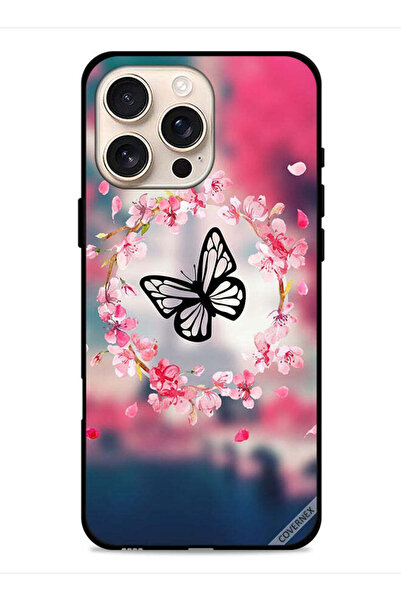 Covernex غطاء حماية لجهاز Apple iPhone 16 Pro بتصميم فراشة وحلقة زهور