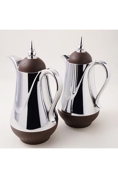 Dallaty Plastic Vacuum Flask Set Of 2, 1L, Wooden Color