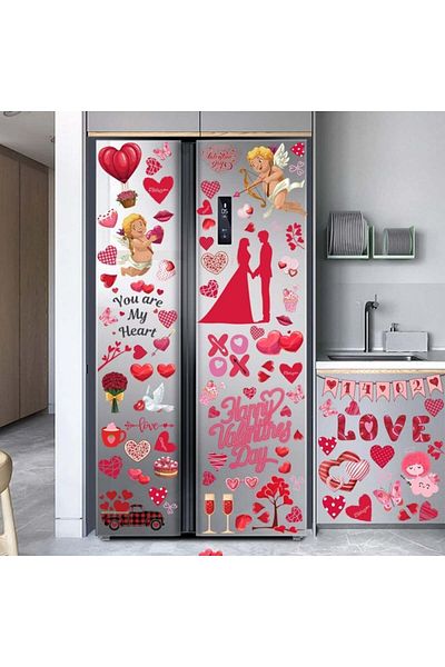 Bdecoll Set of 8 Valentine's Day sticker sheets Bdecoll, paper, red, 144 pieces
