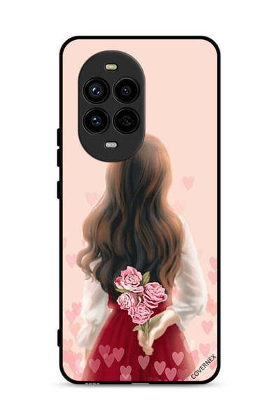 Covernex غطاء حماية لهاتف هواوي نوفا 13 برو 5G، فتاة تخفي زهورًا