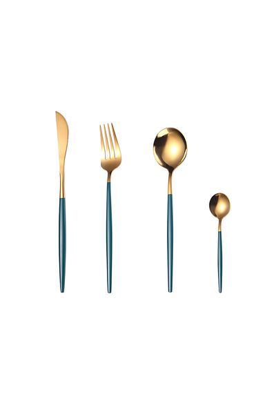 Trendy's Set of 4 stainless steel cutlery, gray-gold,