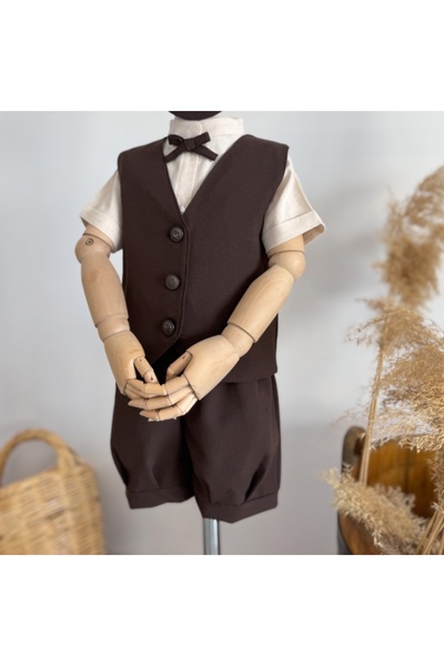 Sis and Bro KAHVE ŞORT SALOPET - GÖMLEK - YELEK