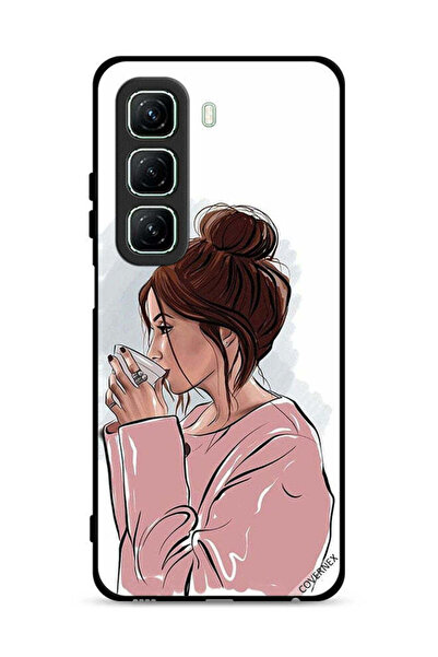 Covernex غطاء حماية لهاتف Infinix Hot 50 5G برسم فتاة تشرب الشاي