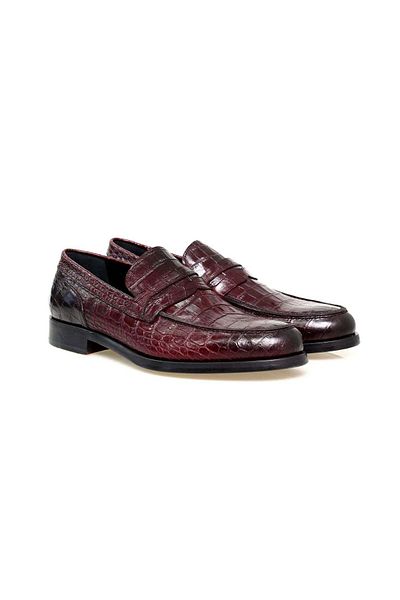 FRANCO CALVANI Bordo Color Laceless Genuine Leather Men's Shoes