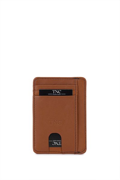 Tamer Tanca Unisex Genuine Leather Tan Card Holder