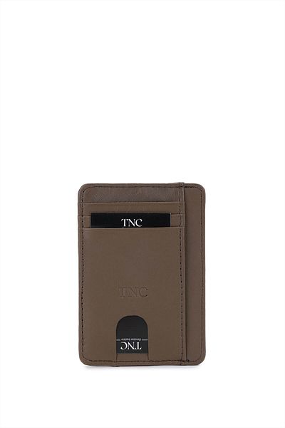 Tamer Tanca Unisex Genuine Leather Beige Card Holder