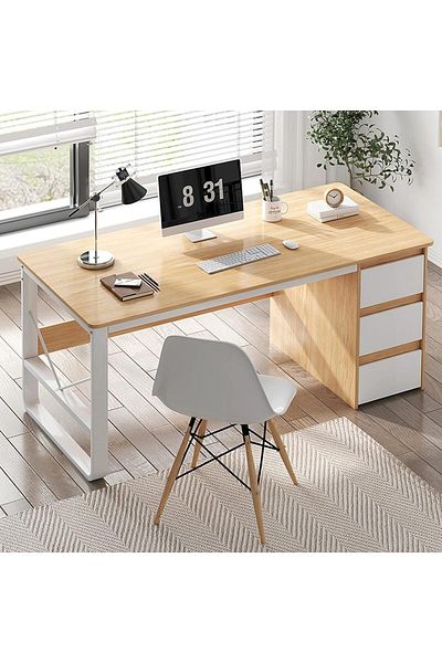 COOYA Home Office Desk, With 3 Drawers, Modern Minimalist Style, 100cm, Suitable for Home Office Bedroom