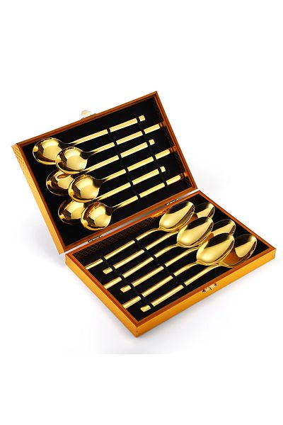 Trendy's Set 12 linguri, stainless stel, TRENDY’S, gold