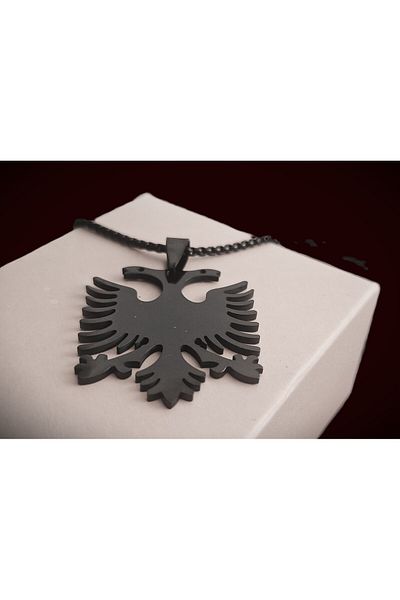 voyageaccessory Black Color Stainless Steel Double Headed Eagle Necklace