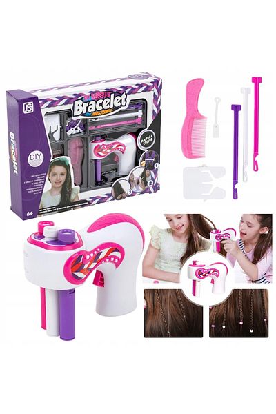 MAT Group Masa de impletit parul, MAT Group, roz, set complet cu accesorii