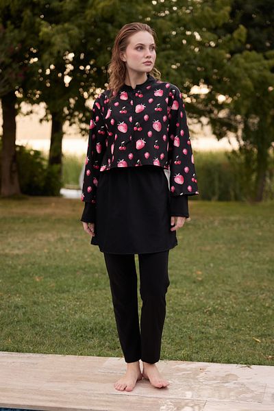Bipantolon Γυναικείο Σετ μαγιό Hijab Pink Fresh Fruit με στάμπα 3 τεμαχίων