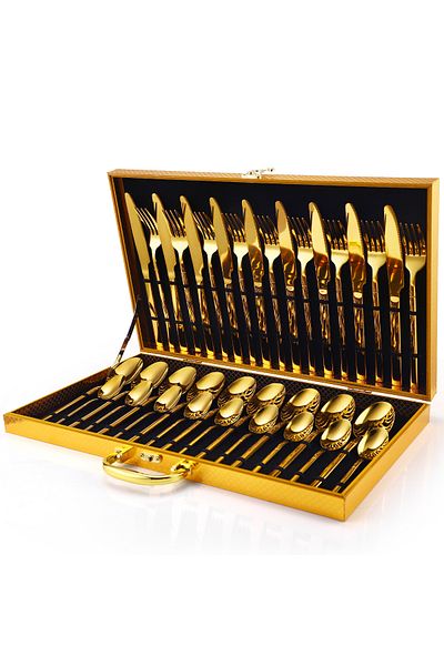 Trendy's 36-piece stainless steel cutlery set, TRENDY'S, luxury edition, gold