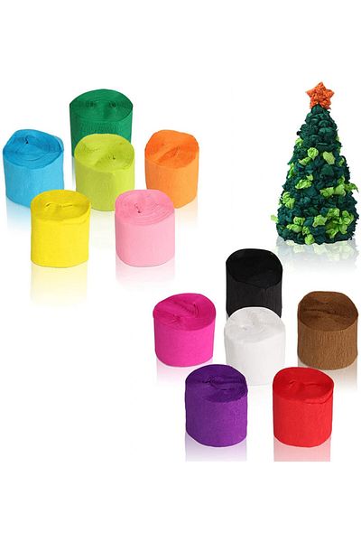 Yisscen Set of 12 rolls of crepe tape, paper, multicolor, 10 m x 4.5 cm