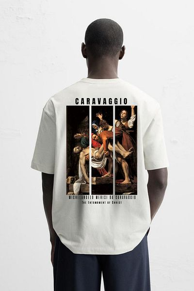 Le'sluette shadow of style Men's Michelangelo Painting Printed 100% Cotton Oversize T-Shirt