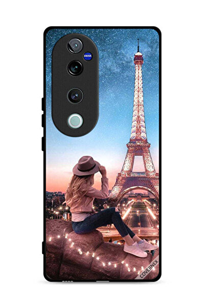 Covernex غطاء حماية لهاتف Vivo S19 Pro 5G بتصميم فتاة القبعة وبرج إيفل