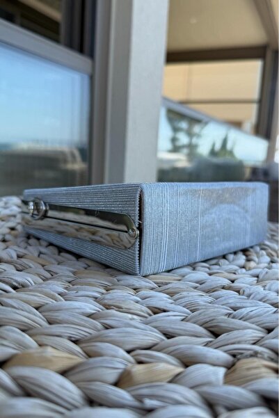 Melissa Boutique Women's Silver Sparkling Satin Box Model Long Strap Evening Dress Bag (18X15X5 cm)